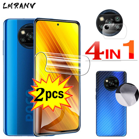 Película de hidrogel para poco x3, Protector de pantalla del teléfono, lente de cámara, cubierta completa, pocox3 f2 pro, película trasera, xiaomi poco x3, nfc, no cristal ► Foto 1/6