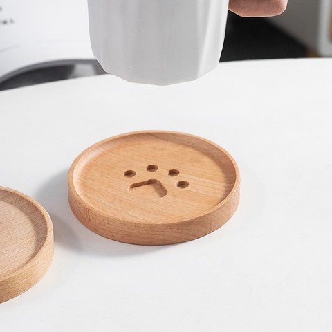 Cojín de madera para taza de café, taza de aislamiento de pata de oso, posavasos de agua para té caliente, esterilla creativa de alcanfor ZP7051606 ► Foto 1/6