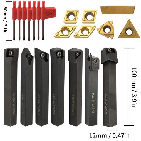 Portaherramientas de barra taladradora, herramientas de torno, cortador de torno, portaherramientas e insertos de Metal, 12mm, 10mm y 8mm, 7 Uds. ► Foto 1/6