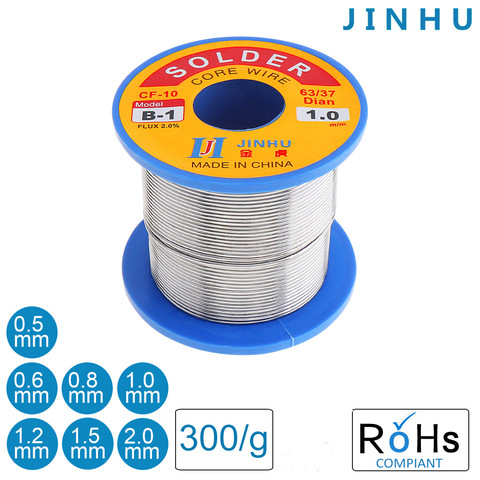 63/37/0,6/0,8/1,0/1,2/1,5mm y 300g sin necesidad de limpiar colofonia núcleo de alambre de soldadura con 2.0% de flujo bajo punto de fusión para soldador eléctrico ► Foto 1/6