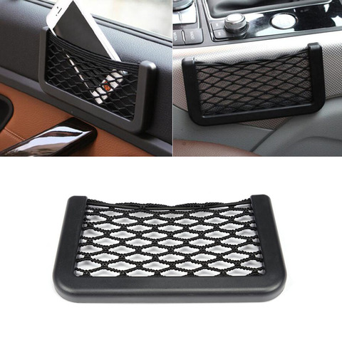 De malla de almacenamiento universales para coche bolsillo automotriz organizador bolsa para teléfono titular caja tejido Facial para todos los accesorios del coche 15*8 20*8CM ► Foto 1/6