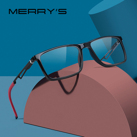 Gafas deportivas de diseño MERRYS para hombre, marcos de acetato, montura de aluminio, patillas de silicona, gafas graduadas para miopía S2267 ► Foto 1/6