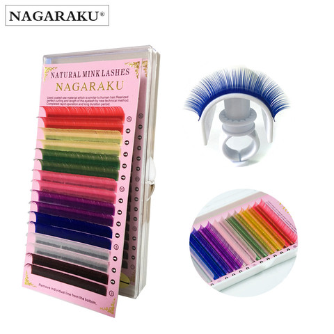 NAGARAKU mezcla de Color pestañas maquillaje alta calidad suave Natural visón sintético Arco Iris pestañas Cilios 8 colores mezcla ► Foto 1/6