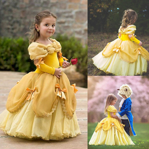 Vestido de princesa Blancanieves para niñas, ropa de juego de rol con flor de fantasía, disfraz de la Reina de la nieve para Halloween y Carnaval, de 4 a 10 años ► Foto 1/5