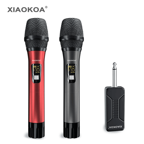 UHF MICRÓFONO INALÁMBRICO Karaoke Dual Handheld dinámico Mic Set con receptor recargable, 260ft Range, 6,35mm(1/4 '') Plug MIC ► Foto 1/6
