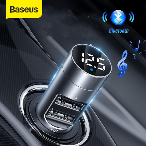 Baseus-cargador de coche 3.1A, adaptador Bluetooth 5,0, Transmisor FM, receptor de Audio inalámbrico, cargador de teléfono móvil para iPhone y Samsung ► Foto 1/6