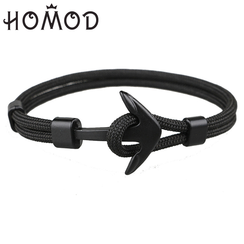 HOMOD 2022 nuevas pulseras de ancla de Color negro para hombre, pulseras de cuerda de supervivencia, pulsera de Paracord, ganchos deportivos de Metal para hombre ► Foto 1/6