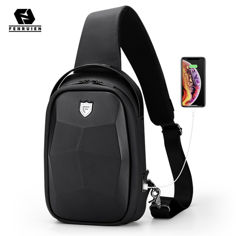 Fenruien-Bolso cruzado creativo para hombre, bolsa de hombro impermeable antirrobo con carga USB multifunción, novedad de 2022 ► Foto 1/1