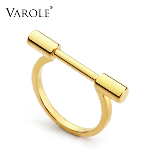 VAROLE-anillo cilíndrico para mujer, Anillos de Color dorado, accesorios para dedos, joyería, regalos ► Foto 1/6