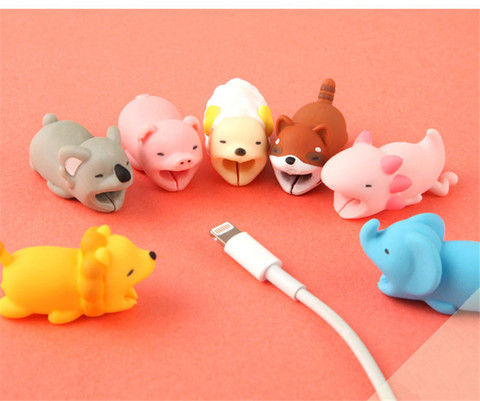 Protector de mordedura de Cable Animal, funda protectora de dibujos animados, funda protectora, soporte organizador de cables para IPhone Huawei, cable de auriculares ► Foto 1/1