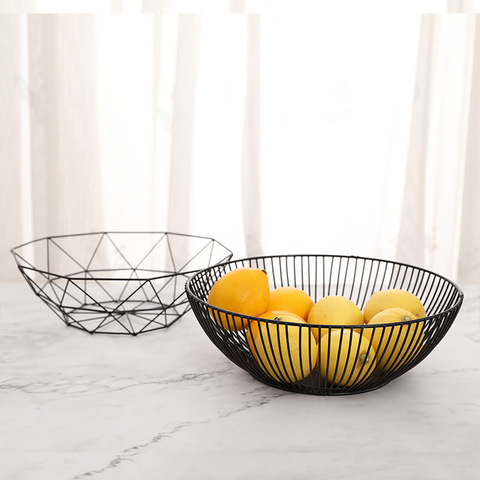 Cesta de alambre de Metal para frutas y verduras, cuenco de almacenamiento de escritorio de cocina, contenedor de mesa, platos de fruta, decoración, estilo nórdico ► Foto 1/6