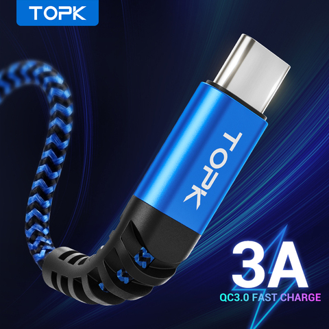 TOPK-Cable Micro USB tipo C para móvil, Cable de datos de carga rápida 3A para Samsung, Xiaomi Redmi Note 8 ► Foto 1/6