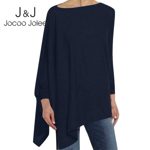 Jocoo Jolee casual para mujer, Blusa de algodón de manga larga de primavera Irregular suelto, camiseta para mujer, sudadera lisa, Tops para mujer, Jersey ► Foto 1/6