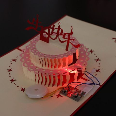 Tarjeta de felicitación Pop Up 3D para pastel de feliz cumpleaños, postal LED musical con sobre ► Foto 1/6