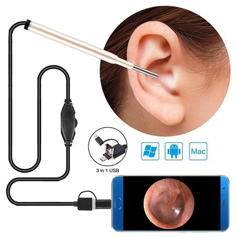 Cámara de inspección de otoscopio de 3,9mm, endoscopio de limpieza de orejas con vídeo Usb, 720P, cámara médica para teléfono Android tipo c, PC ► Foto 1/6