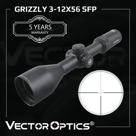 Mira telescópica para Rifle de caza, mira telescópica de 3 a 12x56mm, retícula de vidrio alemán #4 con punto rojo iluminado, Vector Optics Grizzly, novedad de 2022 ► Foto 1/6