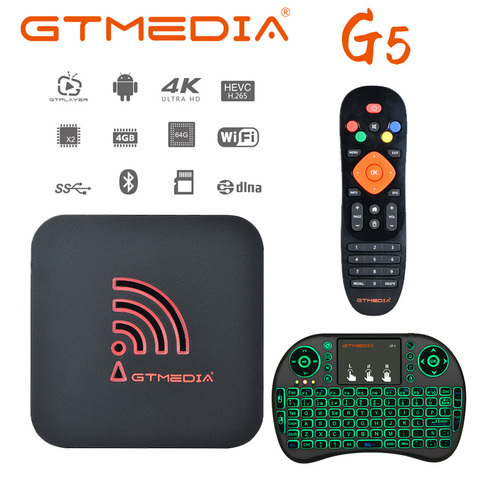 Android 9,0 4G 64G TV BOX GTMEDIA G5 4K Youtube Asistente de Google TV receptor Wifi TV Box con Bluetooth juego conjunto de tienda top Box ► Foto 1/6