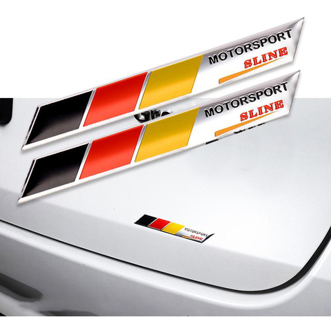 2 uds Alemania bandera deportes emblema Fender adhesivo para maletero etiqueta para BMW AUDI BENZ Volkswagen SKODA OPEL ► Foto 1/6