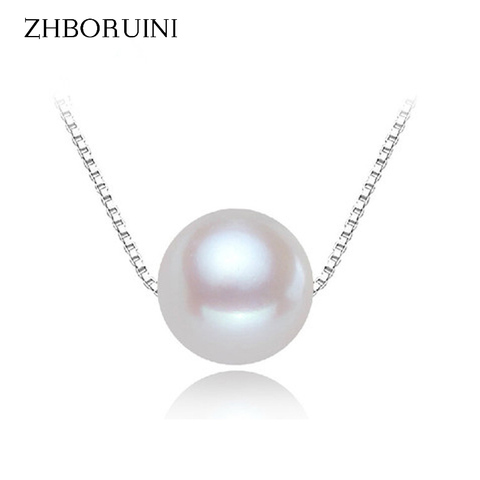 ZHBORUINI-collar de perlas 2022, joyería de perlas de 8-9mm, pendientes de perla de agua dulce Natural de Plata de Ley 925 para mujer, regalo ► Foto 1/6