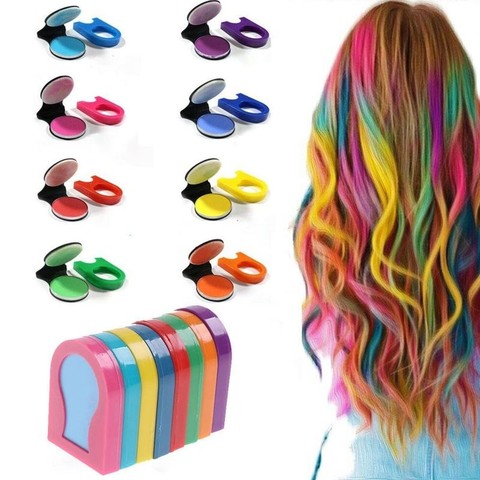 Tiza en polvo para el pelo-tinte de pelo polvo lápices de colores para el cabello tinte de pelo palo temporal del cabello tinte de pelo en polvo herramientas Hairchalk ► Foto 1/6