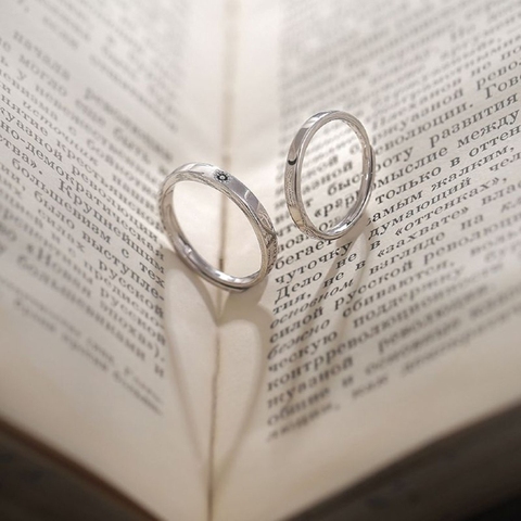 2 uds. Conjunto de anillos para parejas amantes del sol y la luna, juego de bandas de boda de promesa ajustables para él y su joyería de moda ► Foto 1/6