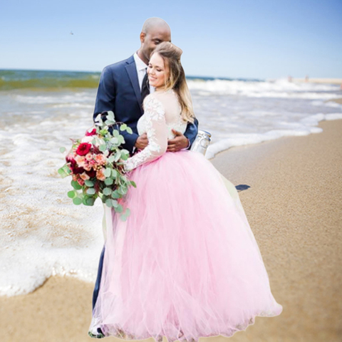 Falda de tul para mujer, hecho a mano tutú de maternidad, longitud hasta el suelo, para traje de boda, fiesta, sesión de fotos de maternidad, larga ► Foto 1/6