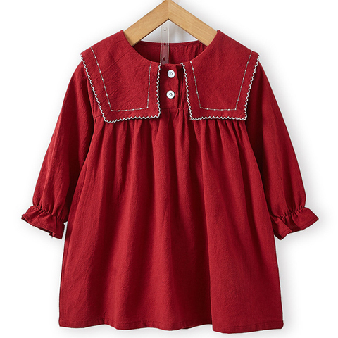 Las niñas vestido de Otoño de 2022 nueva solapa grande adorables largo vestido de manga corta niños bebé niños primavera princesa vestido de fiesta ropa de los niños ► Foto 1/6