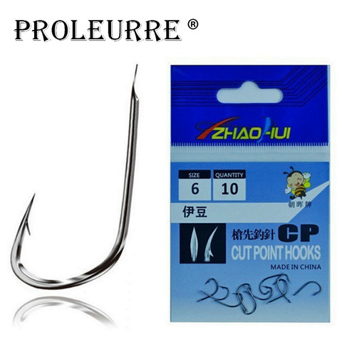 10 unids/bolsa de anzuelos de Pesca de bronce y acero al carbono alto 1 #-12 #, accesorios de Pesca de carpa redondos con púas ► Foto 1/1