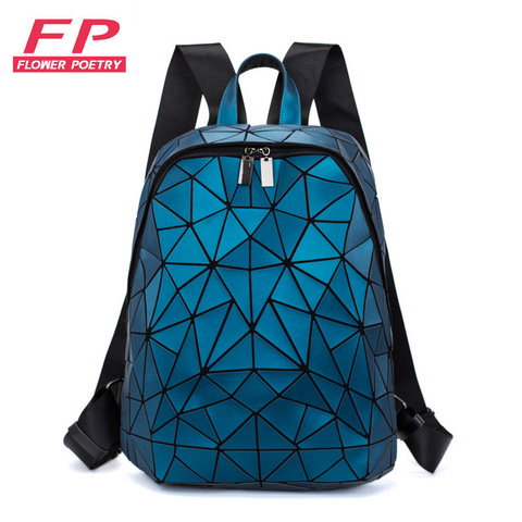 Mochila con holograma escolar para mujer, mochilas geométricas mate, bolsos de hombro de viaje para niña, bolso de hombro de lujo plateado ► Foto 1/6