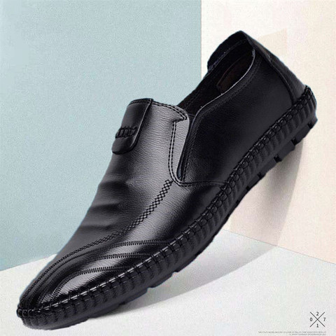 Zapatos de cuero genuino hechos a mano para hombres, zapatos informales de moda de otoño para hombres, zapatos de marca, mocasines de moda, calzado para caminar ► Foto 1/6