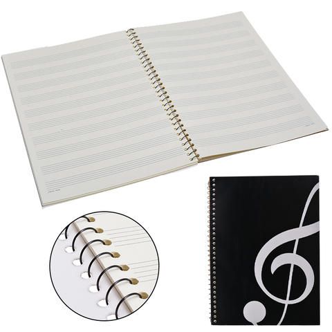 Bloc de notas con 100 páginas, cuaderno de notas con puntuación de música en blanco, escritura de papel, Piano, negro, A4, 50 hojas, 100 páginas ► Foto 1/6