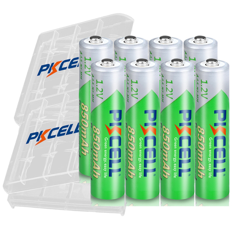 8 Uds PKCELL pilas aaa 1,2 V NIMHAAA batería recargable 3A Ni-MH bajo la aprobación de la gestión 850mAh con 2 Batería de PC titular caja de los casos ► Foto 1/5