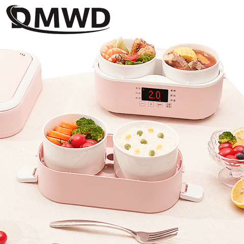 DMWD 1.3L Mini cocina portátil 2 capas caja de almuerzo de comida vapor olla térmica alimentos calefacción eléctrica lonchera contenedor ► Foto 1/6