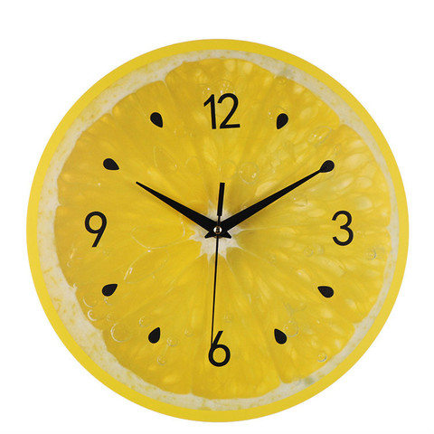 Reloj de pared con frutas y limón amarillo, reloj de cocina moderno, decoración del hogar, reloj para el salón, fruta Tropical, arte de pared ► Foto 1/6