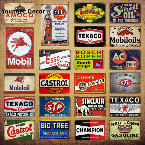 Amoco aceite de Motor de Metal decorativo cartel Mobiloil signos gasolina placa de pared Vintage garaje decoración Bar Pub hombre cueva Carft YI-070 ► Foto 1/6