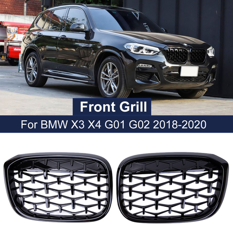 Rejilla delantera de riñón doble para BMW, accesorio de color negro con acabado de diamante, estilo meteorito, para BMW X3 G01 G08 X4 G02 2022, por Uds. ► Foto 1/6