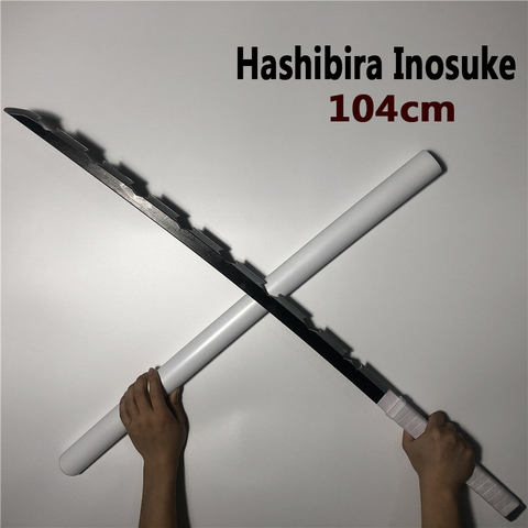 104cm Hashibira Inosuke espada arma demonio asesino Kimetsu no Yaiba Cosplay espada 1:1 Anime Ninja cuchillo de la PU juguete ► Foto 1/6