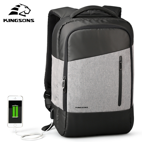 Kingsons-mochila informal para hombre, morral de viaje para adolescentes con succión de teléfono mochila para portátil con carga por USB ► Foto 1/6