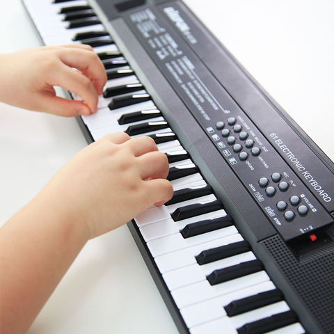 Piano Electrónico de 61 teclas para niños, Piano eléctrico multifuncional con función de micrófono para principiantes ► Foto 1/6