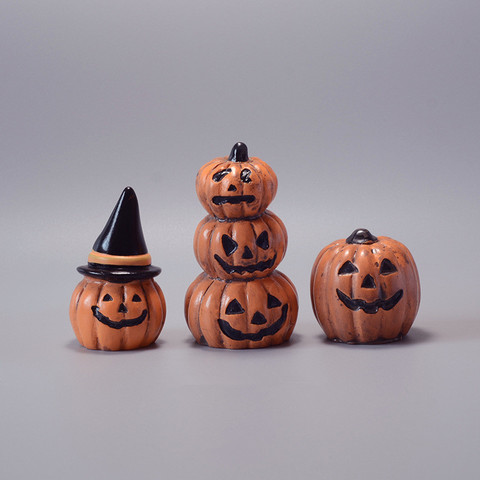 Figuritas en miniatura para decoración creativa de Halloween, artesanía de resina de calabaza, miniadornos de hadas para jardín, accesorios de decoración para el hogar ► Foto 1/4