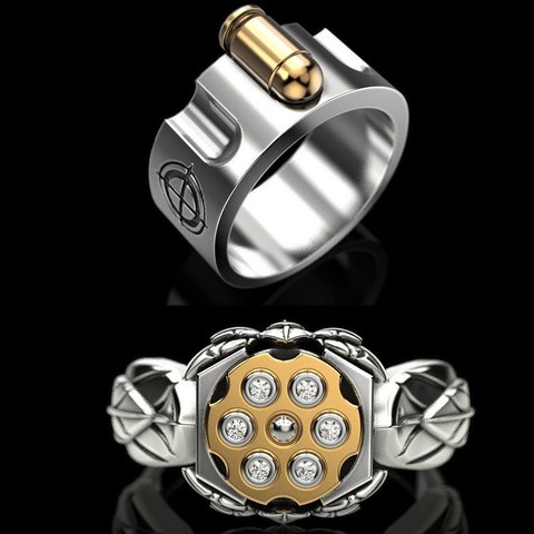 Anillo de ruleta Punk Vintage para hombre y mujer, personalizado, en forma de Clip, regalo, joyería, 925 ► Foto 1/6