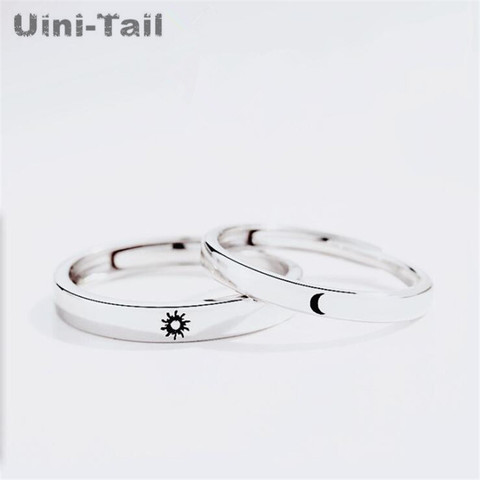 Uini-tail-anillo abierto de Plata de Ley 925 con forma de luna y sol, joyería exquisita ► Foto 1/5