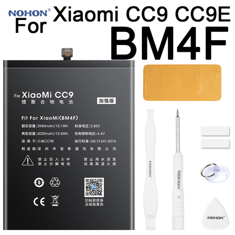 Batería Nohon para Xiaomi Mi CC9 CC9E BM4F 3940-4030mAh baterías de polímero de litio de alta capacidad para teléfono Mi CC9 CC9E + herramientas ► Foto 1/6