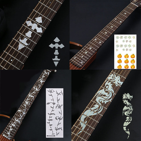Pegatinas de diapasón de guitarra, accesorios de guitarra, calcomanías de incrustación cruzada, pegatina ultrafina para guitarra acústica eléctrica, bajo, ukelele ► Foto 1/6