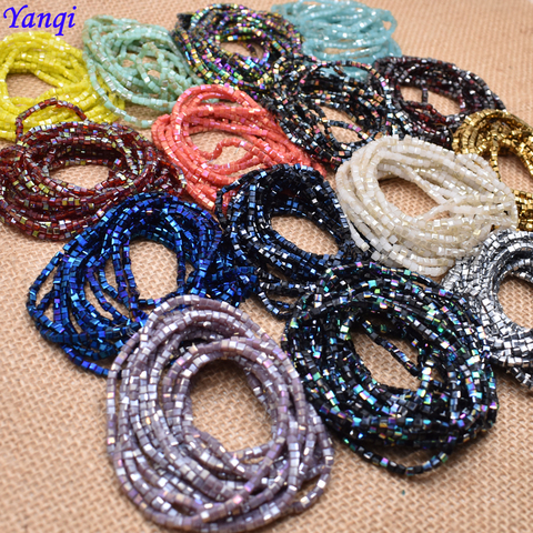 45 colores de chapado 2mm 195 uds facetado espaciador cuentas de cristal de encanto de cubo de vidrio cuadrado cuentas para fabricación de joyería DIY accesorios ► Foto 1/6