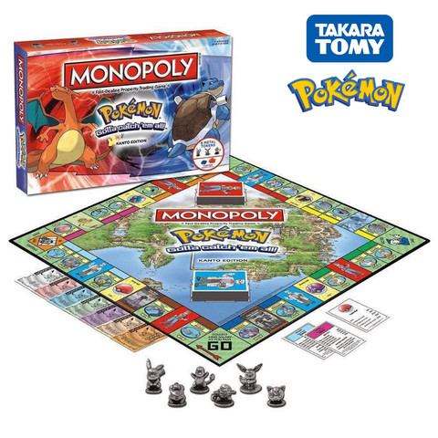 Juego de mesa Pokemon Monopoly, cartas de mesa en inglés, juego de mesa familiar, regalo de Navidad ► Foto 1/6