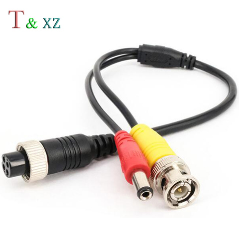 T & xz vista trasera de coche adaptador de cámara CCTV Cable Vehículo de cable de audio de 4-Pin de aviación hembra a DC y BNC macho 30cm ► Foto 1/3