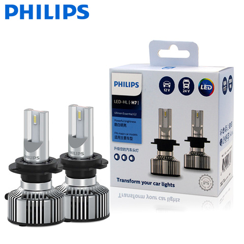 Philips-bombilla LED Ultinon Essential G2, 6500K, H7, 12/24V, 20W, luz de corta distancia, Original, súper blanca, 11972UE2X2 ► Foto 1/6