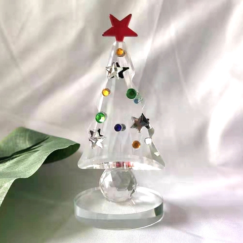 Figurita de árbol de Navidad de cristal, colección de papel de vacaciones, recuerdo artesanal, regalo de Navidad, decoración de Mesa para el hogar ► Foto 1/6