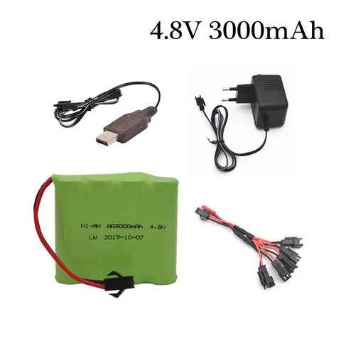 4,8 v 3000mah NiMH batería con cargador para Rc de coches juguetes tanques Robots barcos armas Ni-MH AA 4,8 v Pack de batería recargable ► Foto 1/4